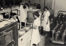 Employees working on our old pie line - history
